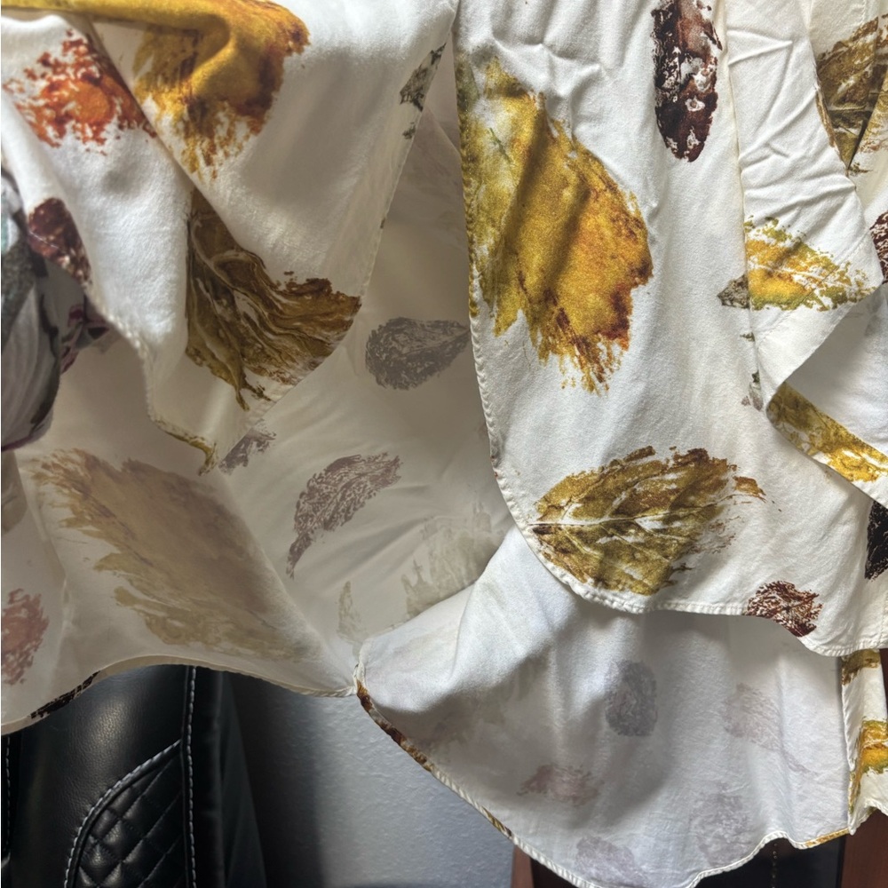 Japanes Galerie Vie dress Cream Leaf-Print Long Sleeve Shirt Dress - Picture 7 of 9